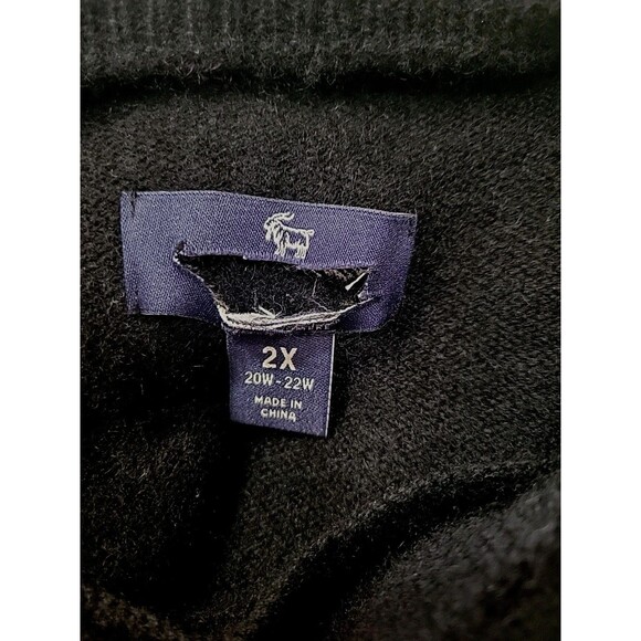 LANDS END Plus Size 2X Cashmere Sweater Black Solid Long Sleeve Capsule - Picture 8 of 10